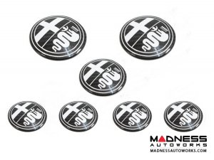 Alfa Romeo 4C Carbon Fiber Badge Cover Kit - Alfa Romeo Logo in White